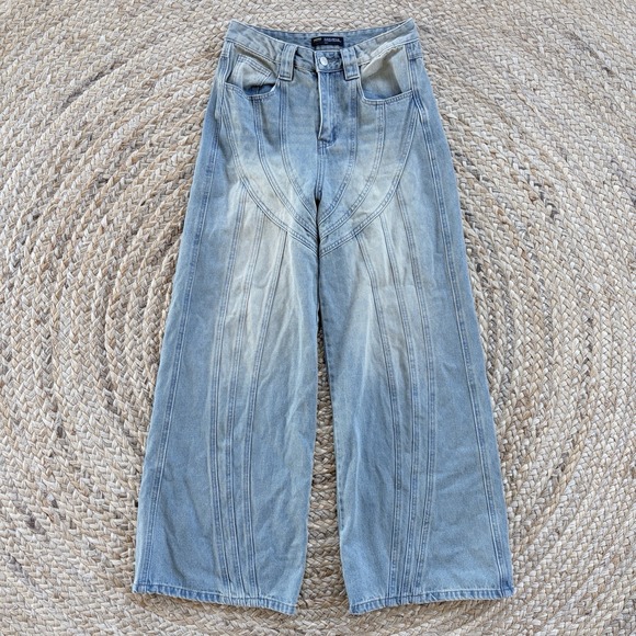 Finesse Pants - Finesse Y2K Baggy Jeans Womens S Waist 27 Hip 37 Wide Leg 90s Light‎ Wash